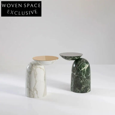 Chic Round Solid Marble Side Table: Living Room Sofa End Coffee Table