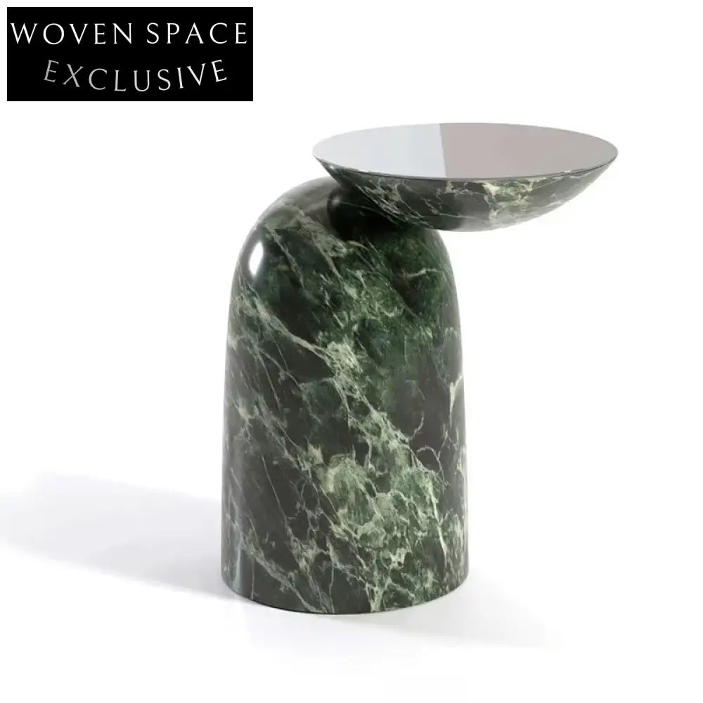 Chic Round Solid Marble Side Table: Living Room Sofa End Coffee Table
