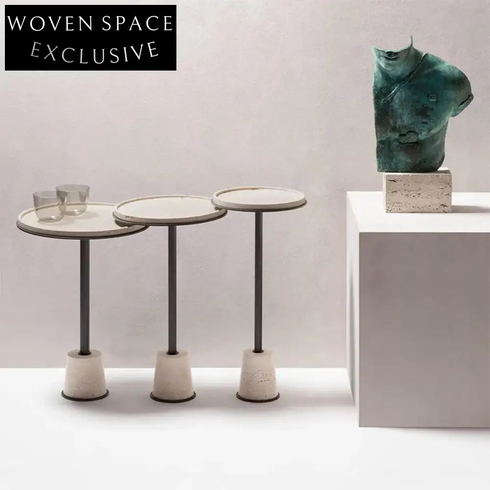 Chic Round Travertine Marble Coffee Table for Modern Living Spaces