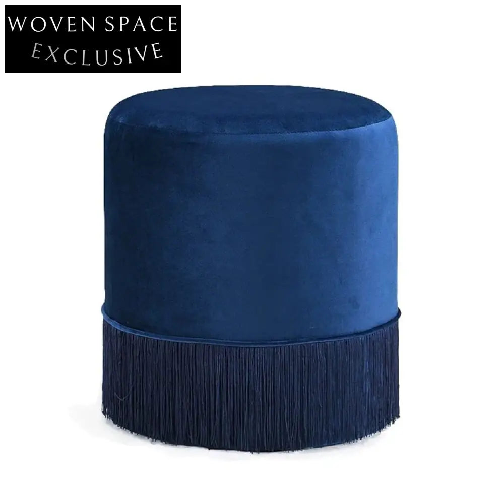 Chic Round Velvet Ottoman Stool, Modern Antique Design, Makeup & Shoe Chair