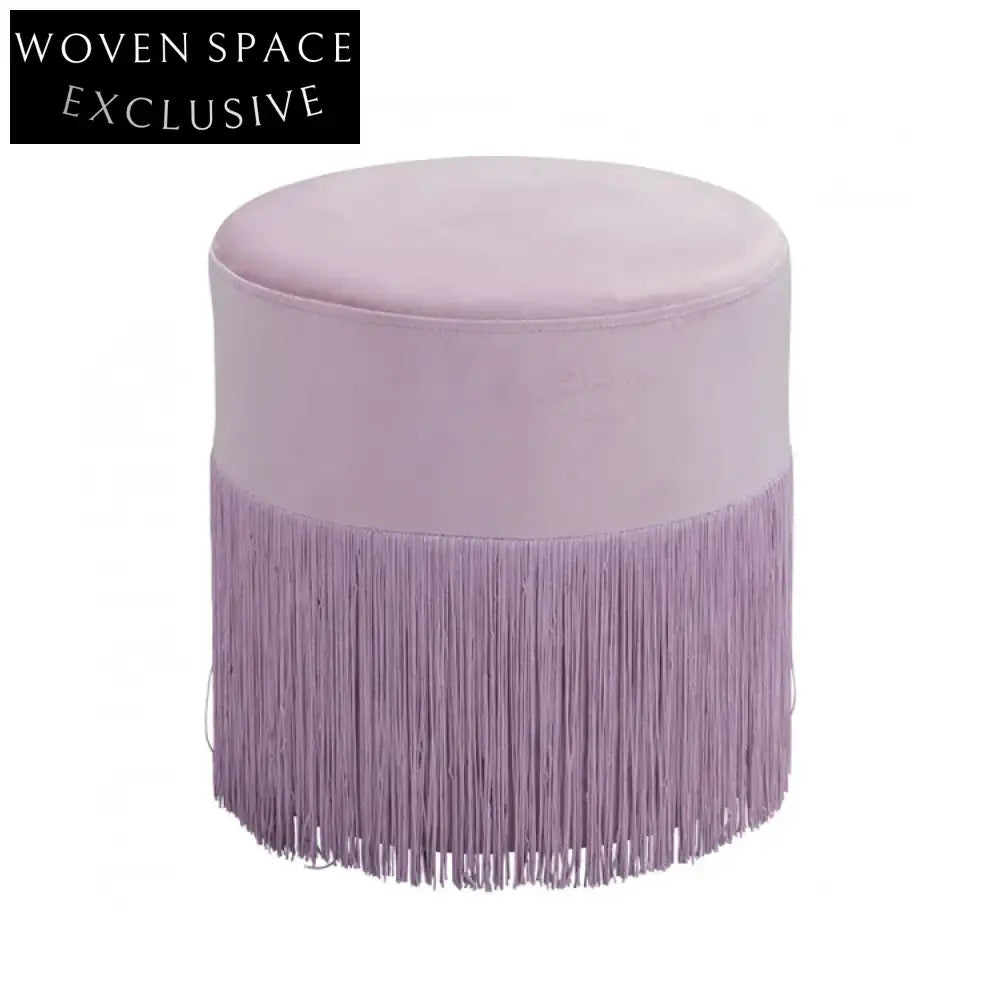 Chic Round Velvet Ottoman Stool, Modern Antique Design, Makeup & Shoe Chair