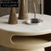 Chic Round Wood Coffee Table with Slate Top and Hidden Storage