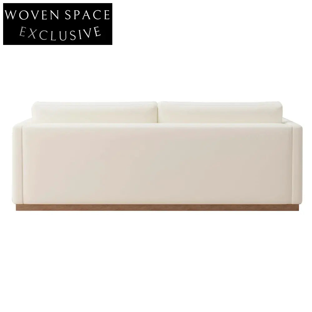 Chic Slim Arm Sleeper Sofa, White Linen Upholstery, Solid Wood Base
