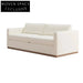 Chic Slim Arm Sleeper Sofa, White Linen Upholstery, Solid Wood Base