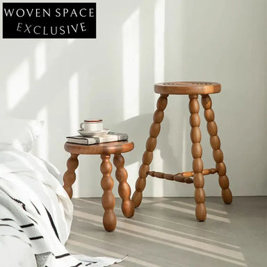 Chic Solid Rubber Wood Semicircle Seat Dining Stool with Unique Legs