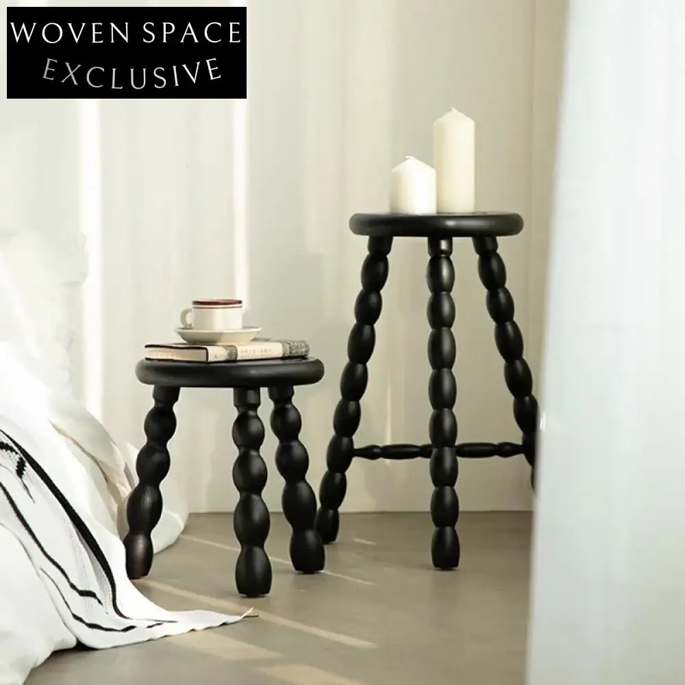 Chic Solid Rubber Wood Semicircle Seat Dining Stool with Unique Legs