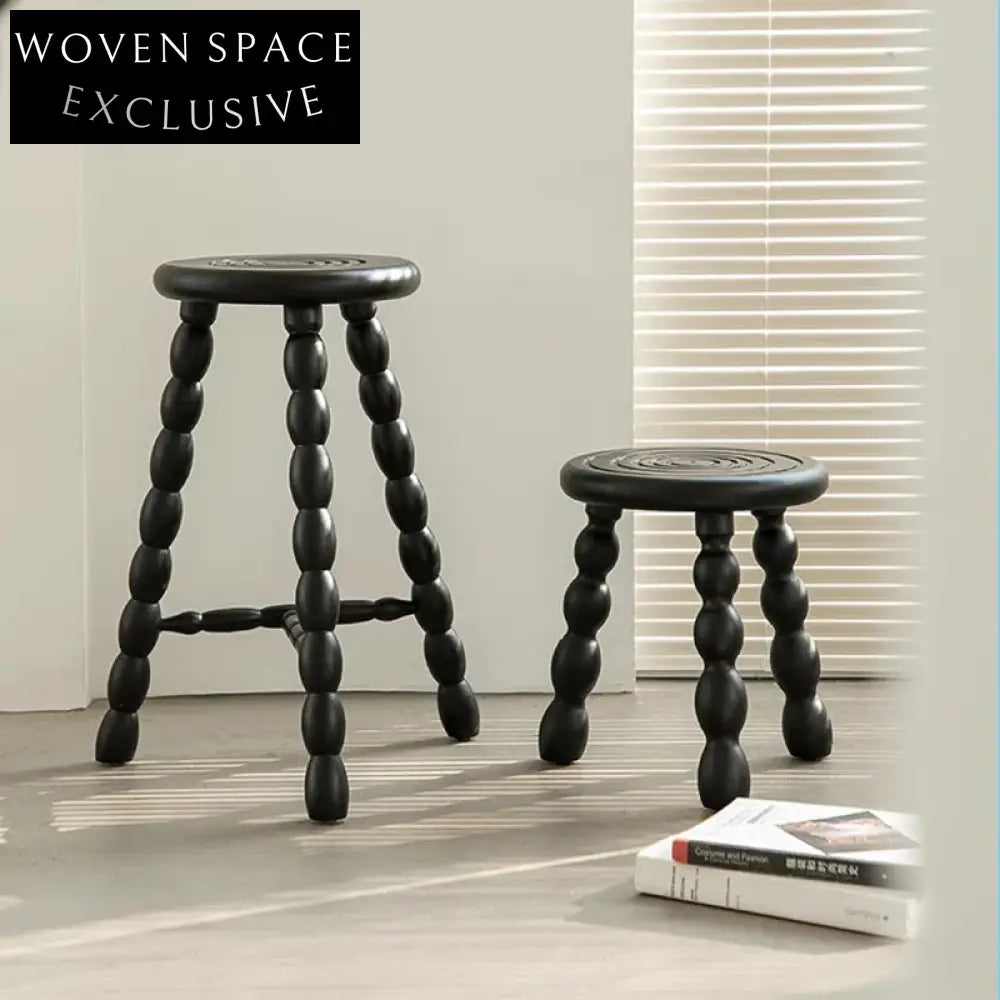 Chic Solid Rubber Wood Semicircle Seat Dining Stool with Unique Legs