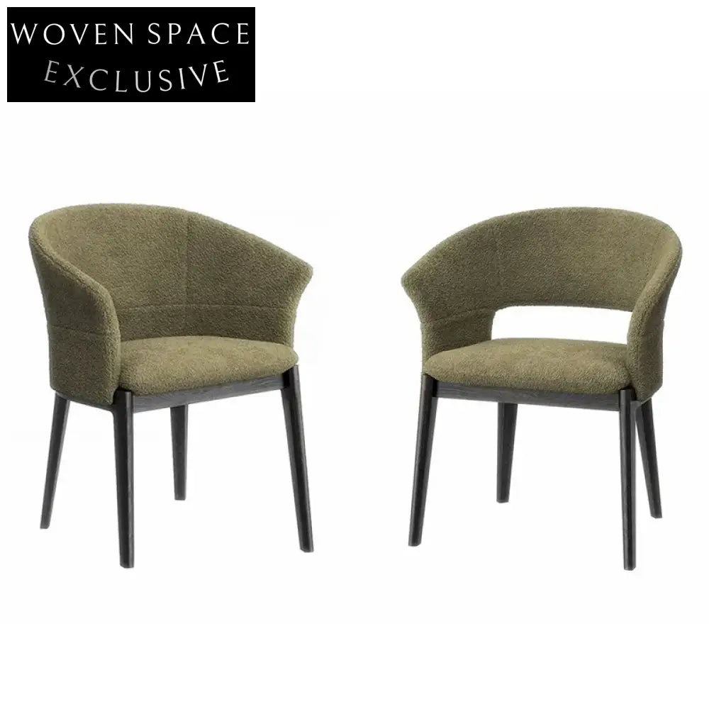 Chic Teddy Fabric Curved Back Dining Chair for Modern Home Restaurant