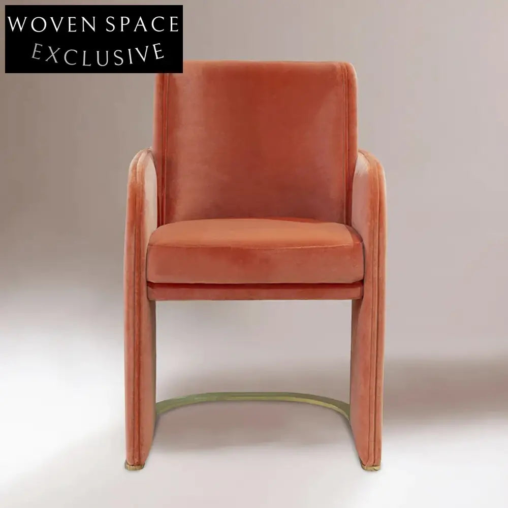 Chic Teddy Fabric Dining Armchair with Sturdy Metal Base for Modern Dining