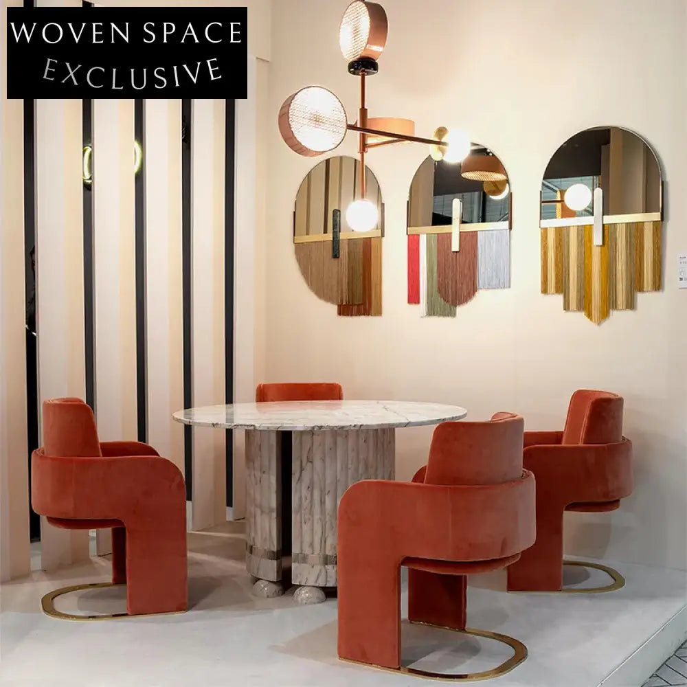 Chic Teddy Fabric Dining Armchair with Sturdy Metal Base for Modern Dining