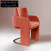 Chic Teddy Fabric Dining Armchair with Sturdy Metal Base for Modern Dining