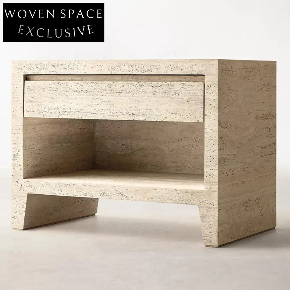 Chic Travertine Marble 6-Drawer Hallway Accent Cabinet