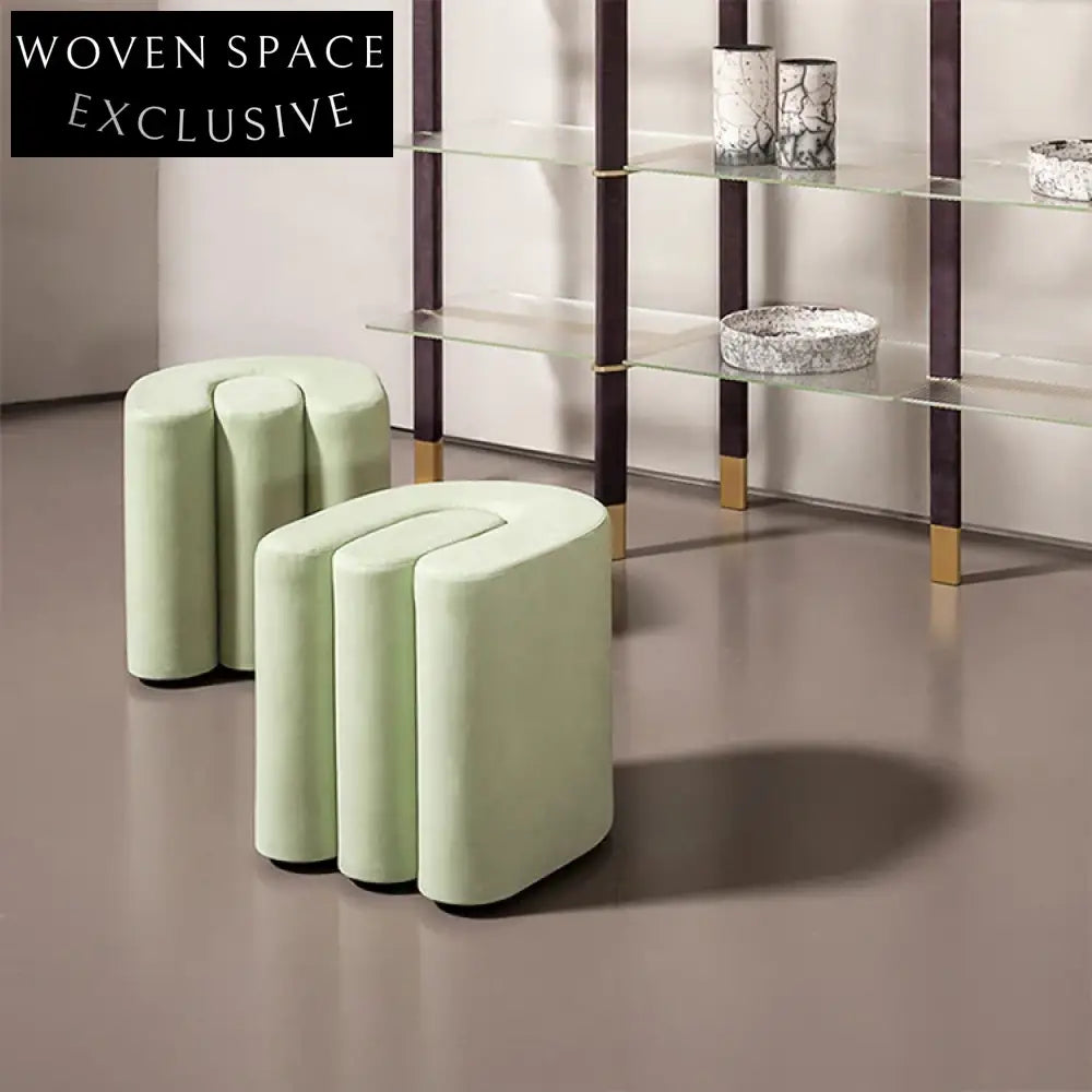 Chic U-Shaped Fabric Ottoman Low Stool – Entryway Shoe Changing Bench