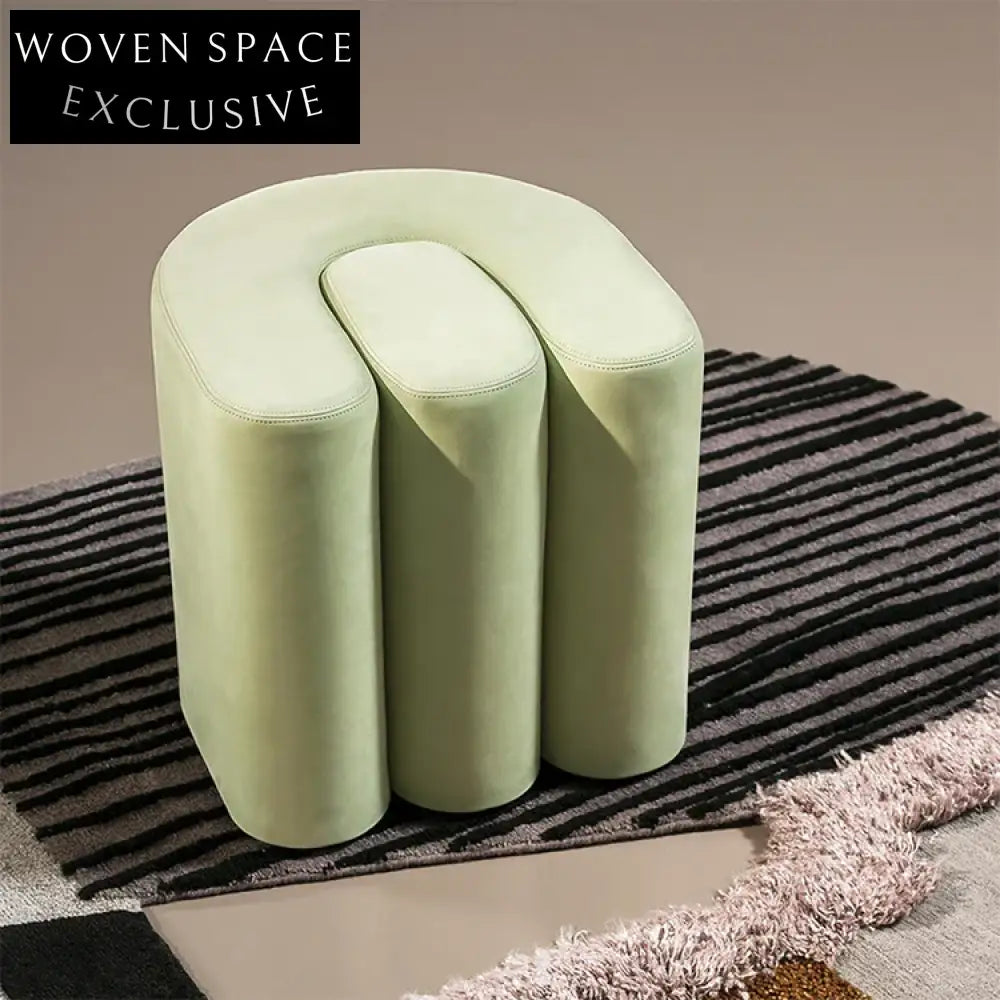 Chic U-Shaped Fabric Ottoman Low Stool – Entryway Shoe Changing Bench