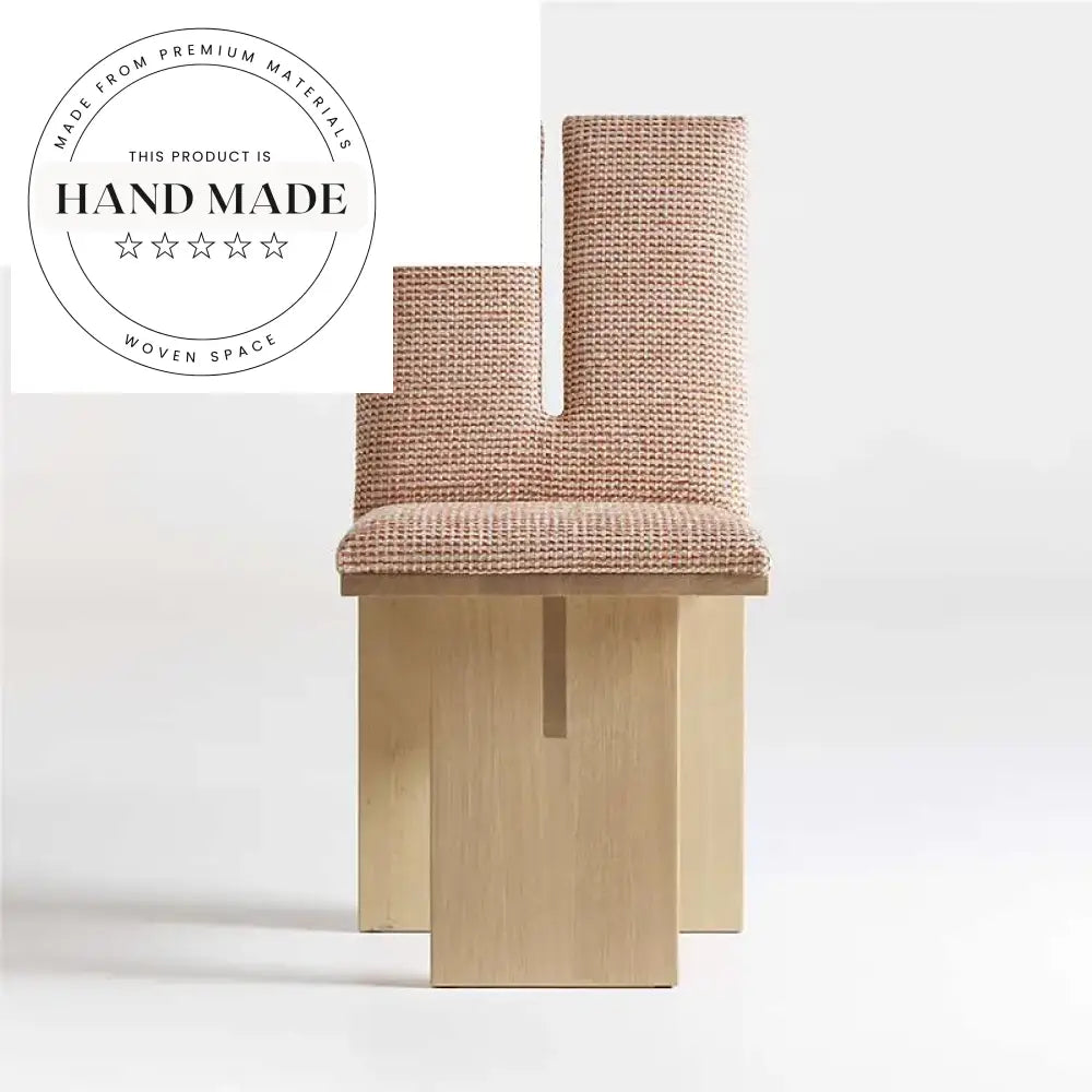 Chic Upholstered Flax Fabric Natural Oak Wood Modern Dining Chair