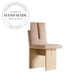 Chic Upholstered Flax Fabric Natural Oak Wood Modern Dining Chair