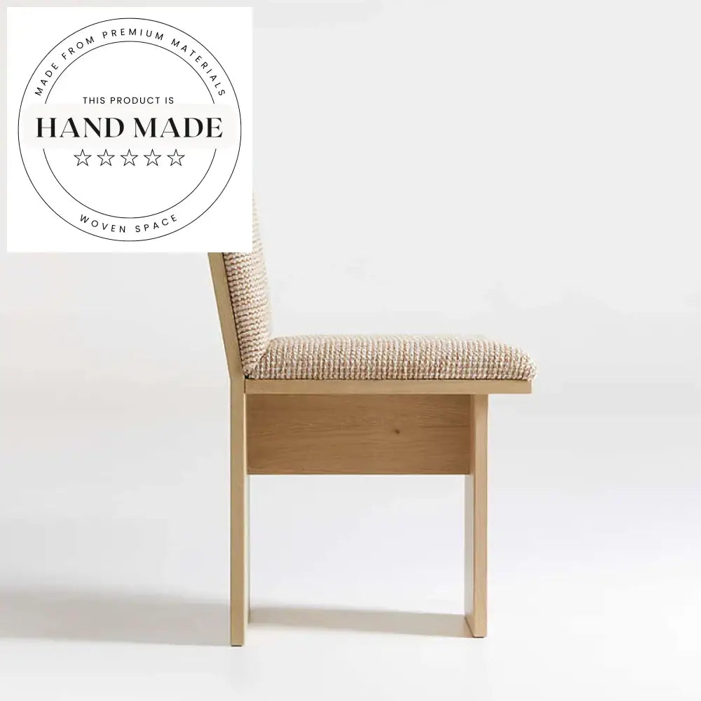 Chic Upholstered Flax Fabric Natural Oak Wood Modern Dining Chair