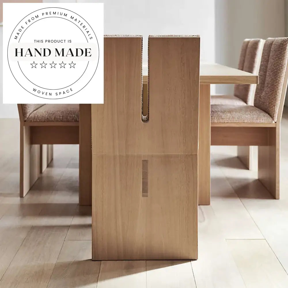 Chic Upholstered Flax Fabric Natural Oak Wood Modern Dining Chair