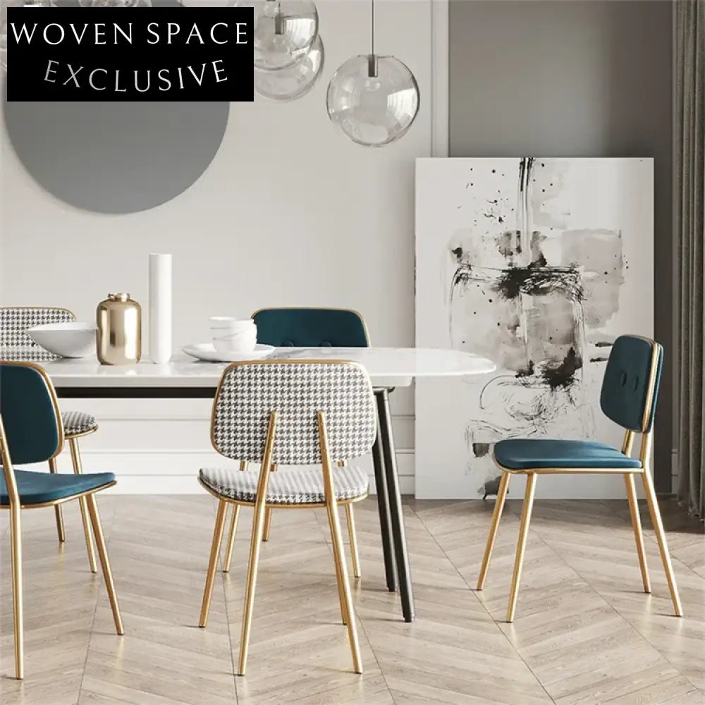 Chic Upholstered Metal Dining Chair for Modern Restaurant Cafe Seating