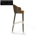 Chic Velvet Fabric High Bar Stool with Backrest and Wooden Legs