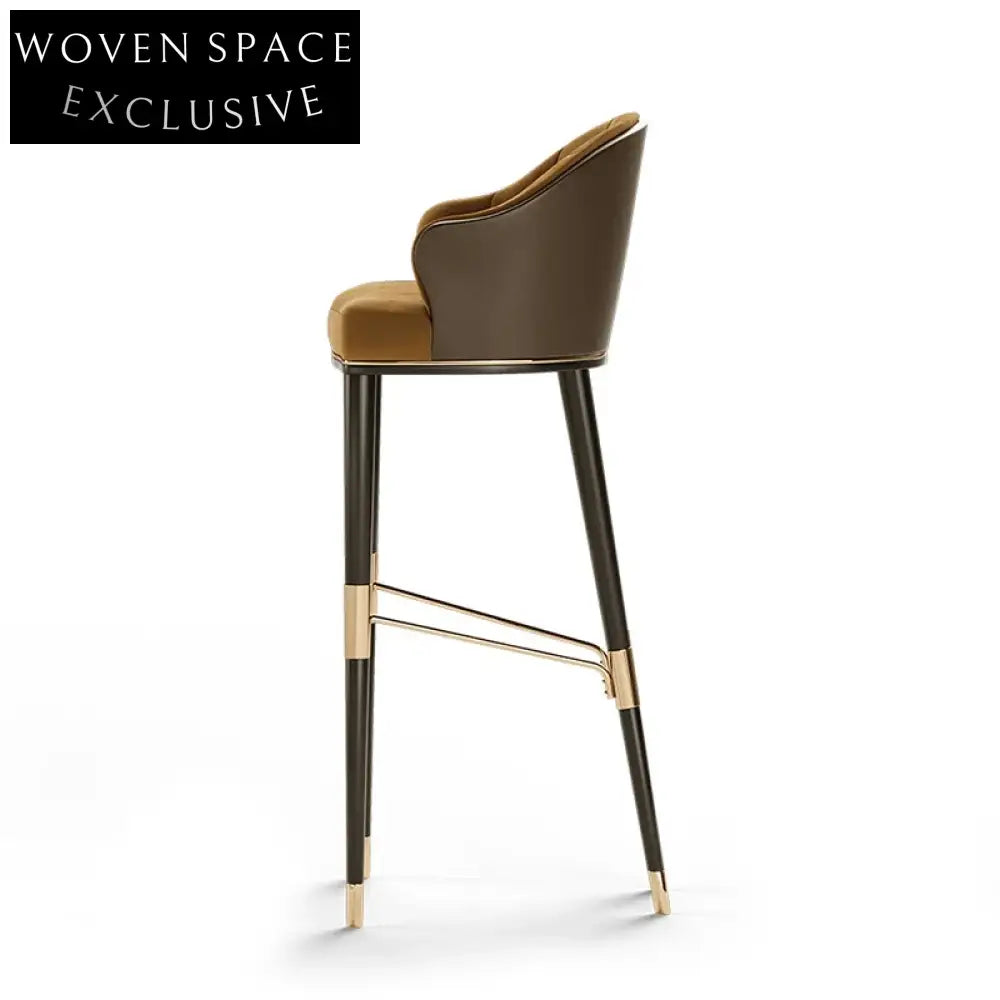 Chic Velvet Fabric High Bar Stool with Backrest and Wooden Legs