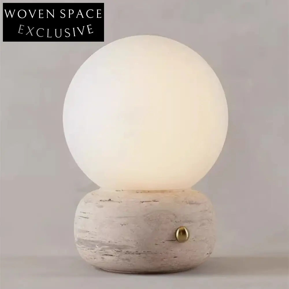 Chic Wabi Sabi Travertine Stone Modern Table Lamp for Living Room Bedroom