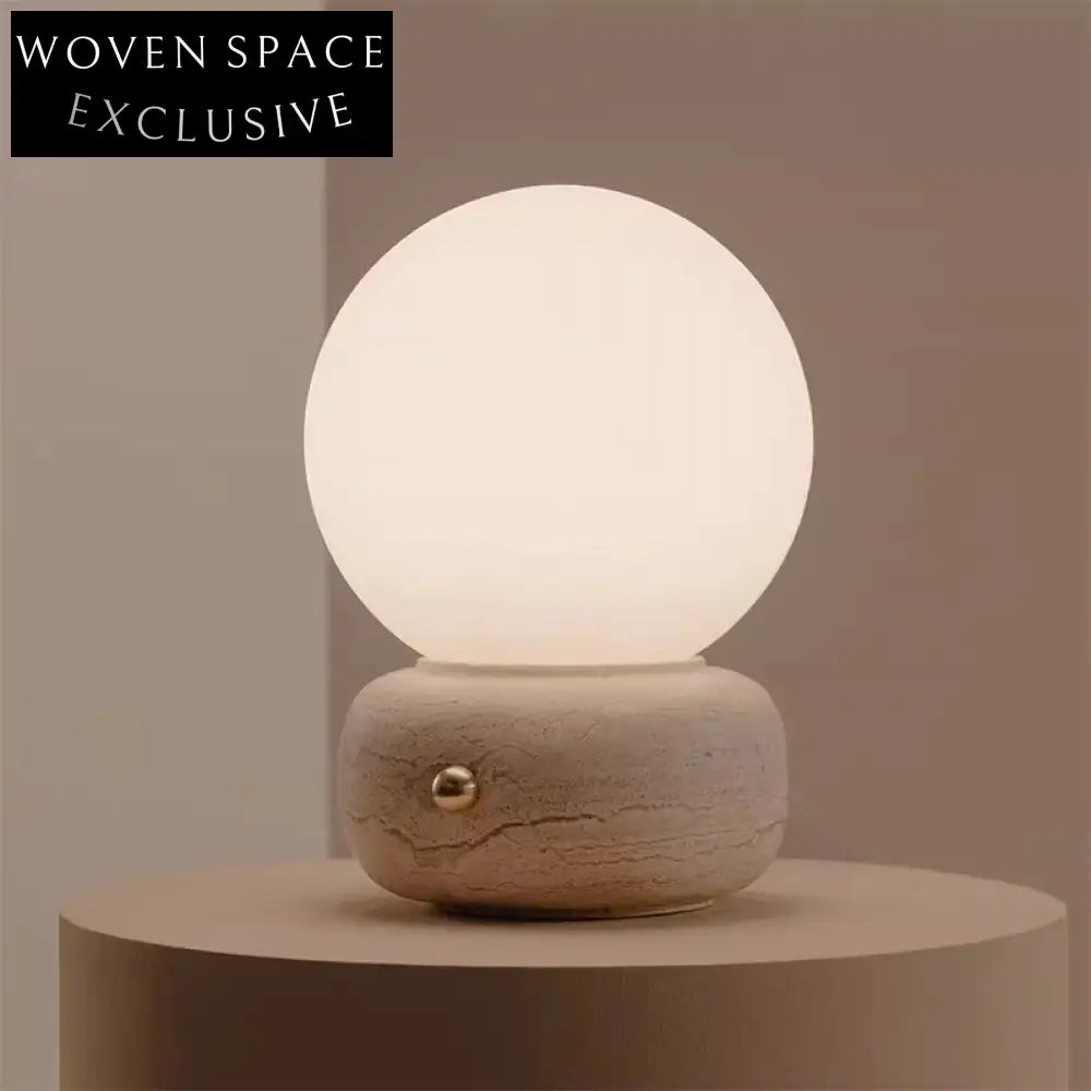 Chic Wabi Sabi Travertine Stone Modern Table Lamp for Living Room Bedroom