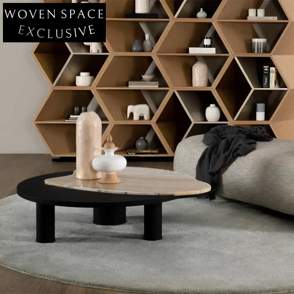 Chic Wood Frame Marble Top Coffee Table for Modern Living Spaces