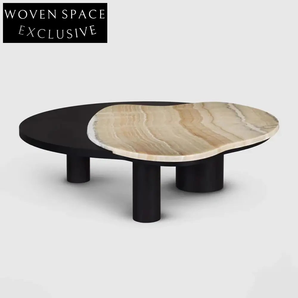 Chic Wood Frame Marble Top Coffee Table for Modern Living Spaces