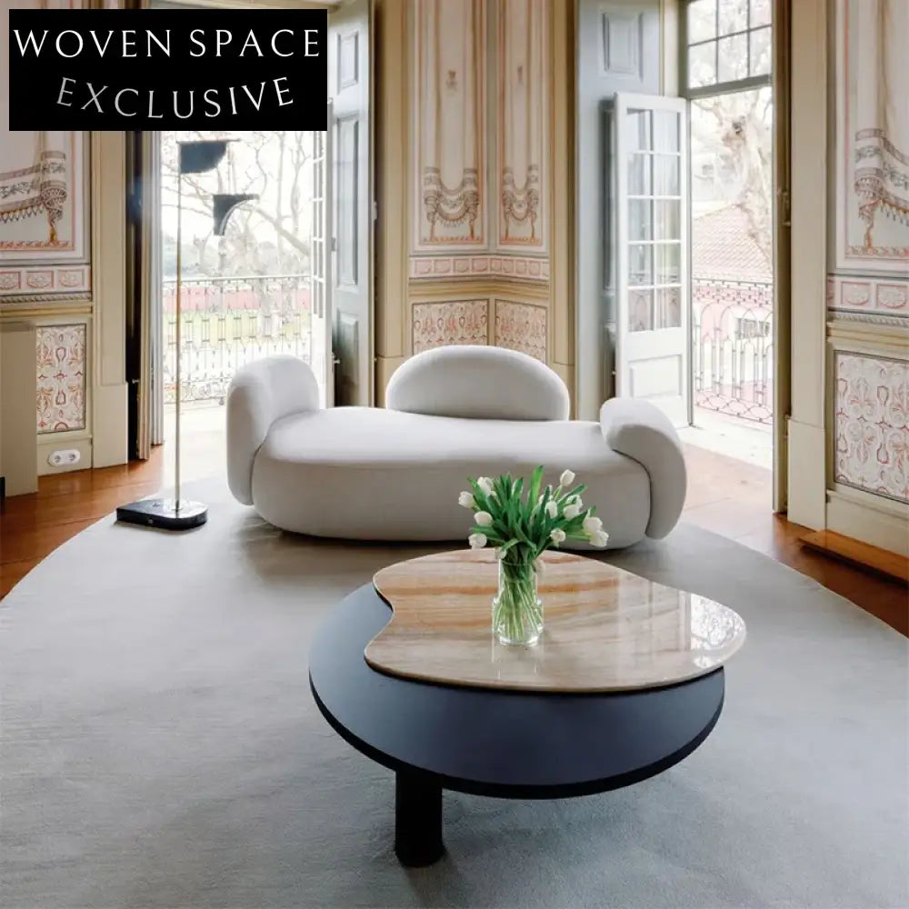 Chic Wood Frame Marble Top Coffee Table for Modern Living Spaces