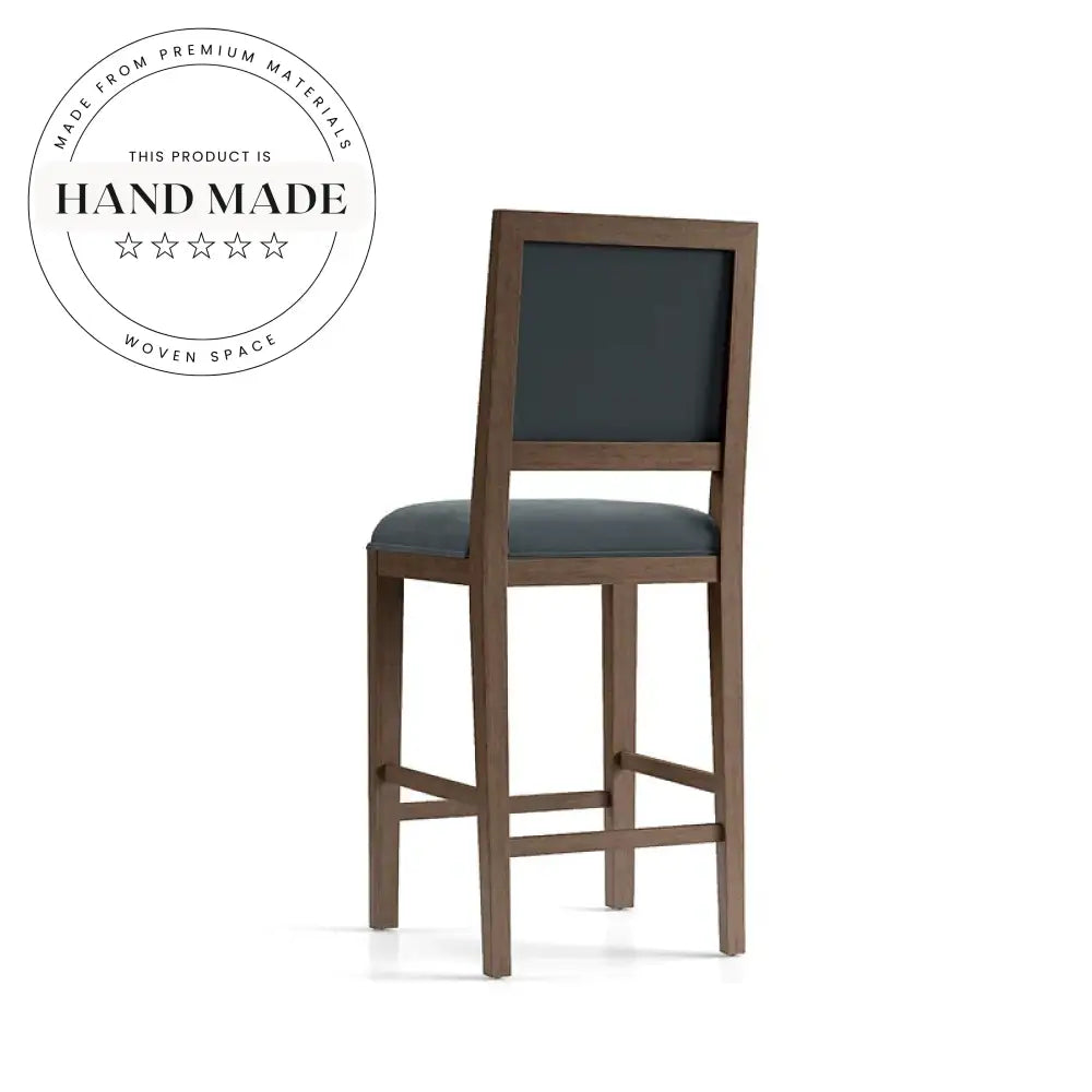 Chic Wooden Upholstered High Back Modern Kitchen Bar Stool