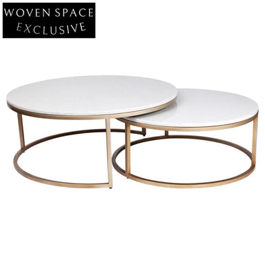 Chloe Stone Nesting Coffee Tables - Antique Gold