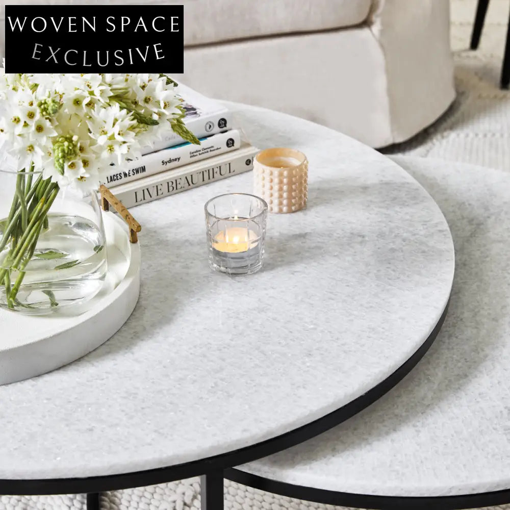 Chloe Stone Nesting Coffee Tables - Black Coffee Table