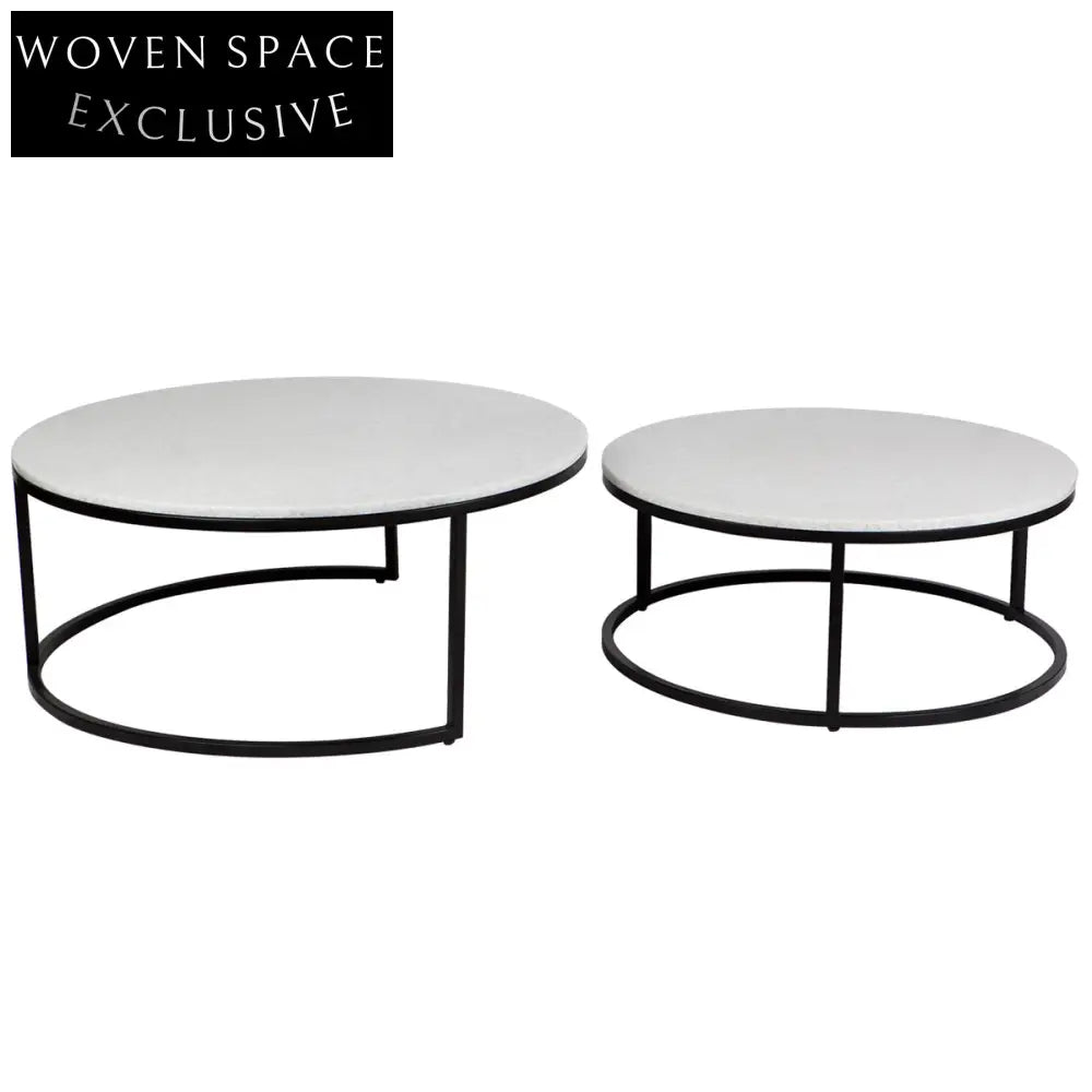Chloe Stone Nesting Coffee Tables - Black Coffee Table