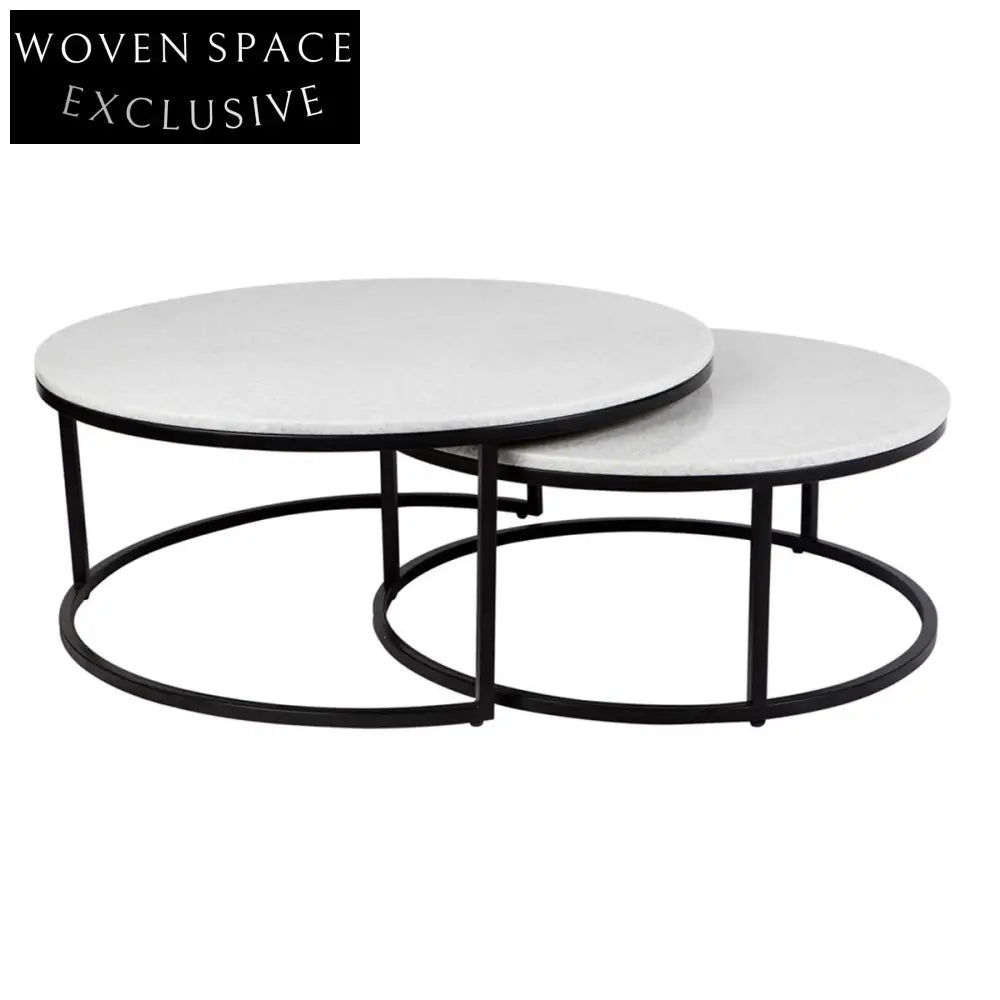 Chloe Stone Nesting Coffee Tables - Black
