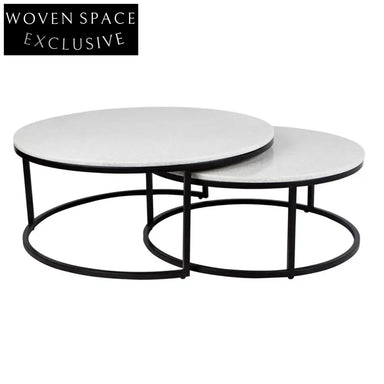 Chloe Stone Nesting Coffee Tables - Black