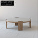 Artisan Round Concrete Coffee Table, Natural Oak Legs, Modern Industrial Design