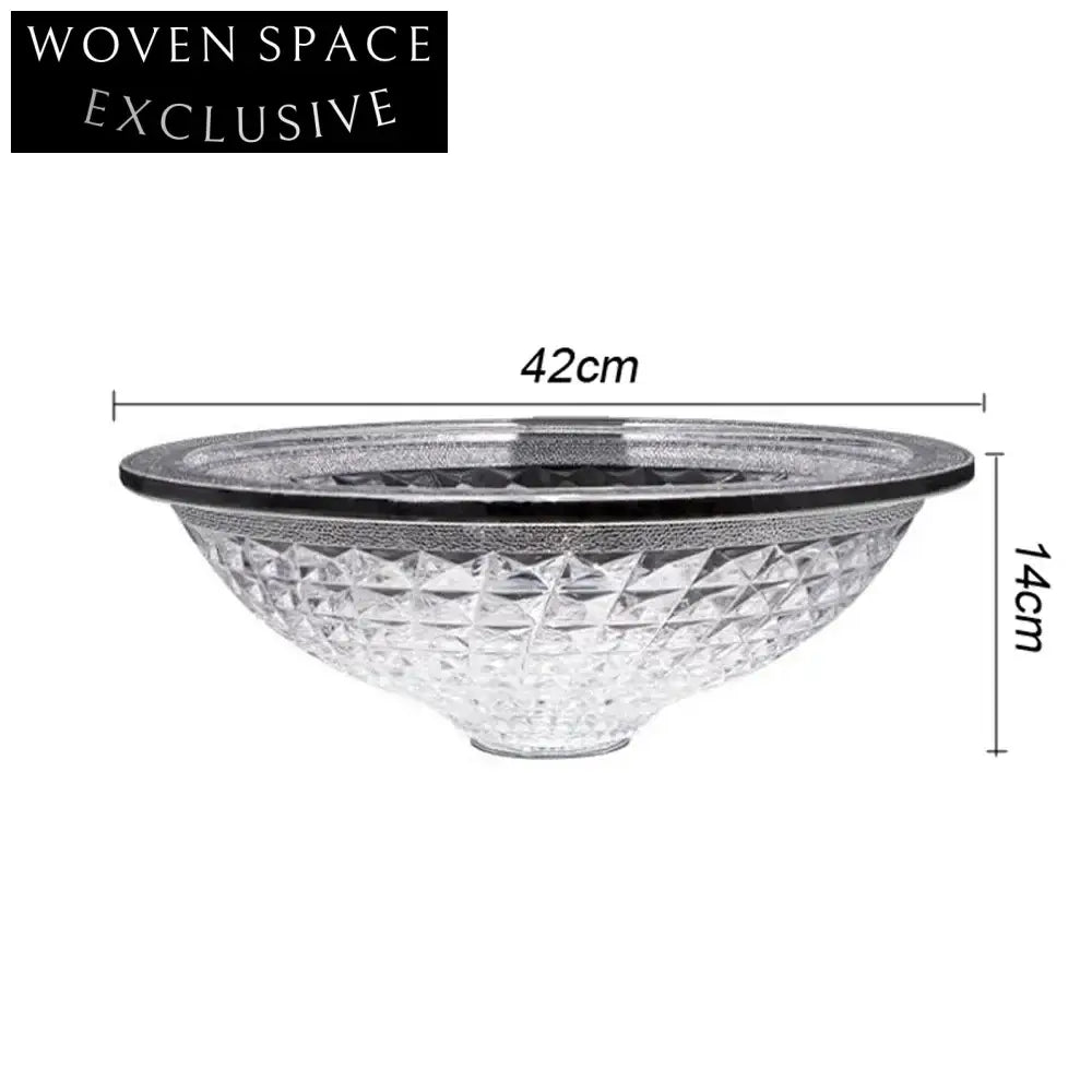 Circular Tempered Glass Bathroom Vanity Vessel Sink with Decorative Edge
