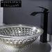 Circular Tempered Glass Bathroom Vanity Vessel Sink with Decorative Edge