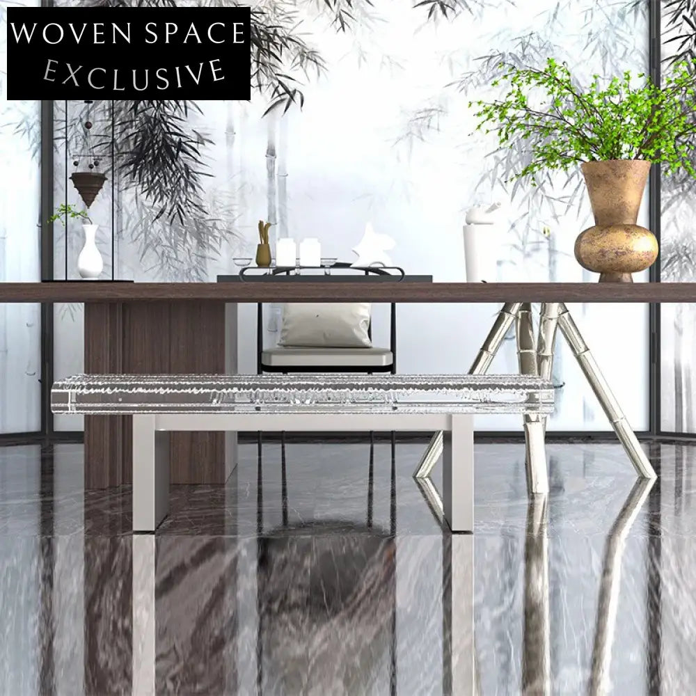 Clear Acrylic Modern Luxury Bench Ottoman for Living Room Dining Bedroom