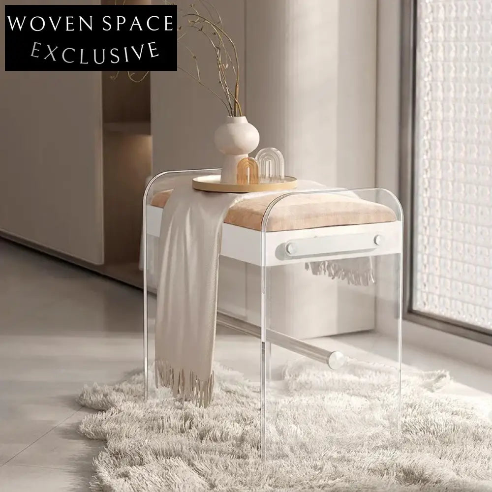 Clear Acrylic Velvet Dressing Stool Modern Vanity Chair Kids Leisure Seat