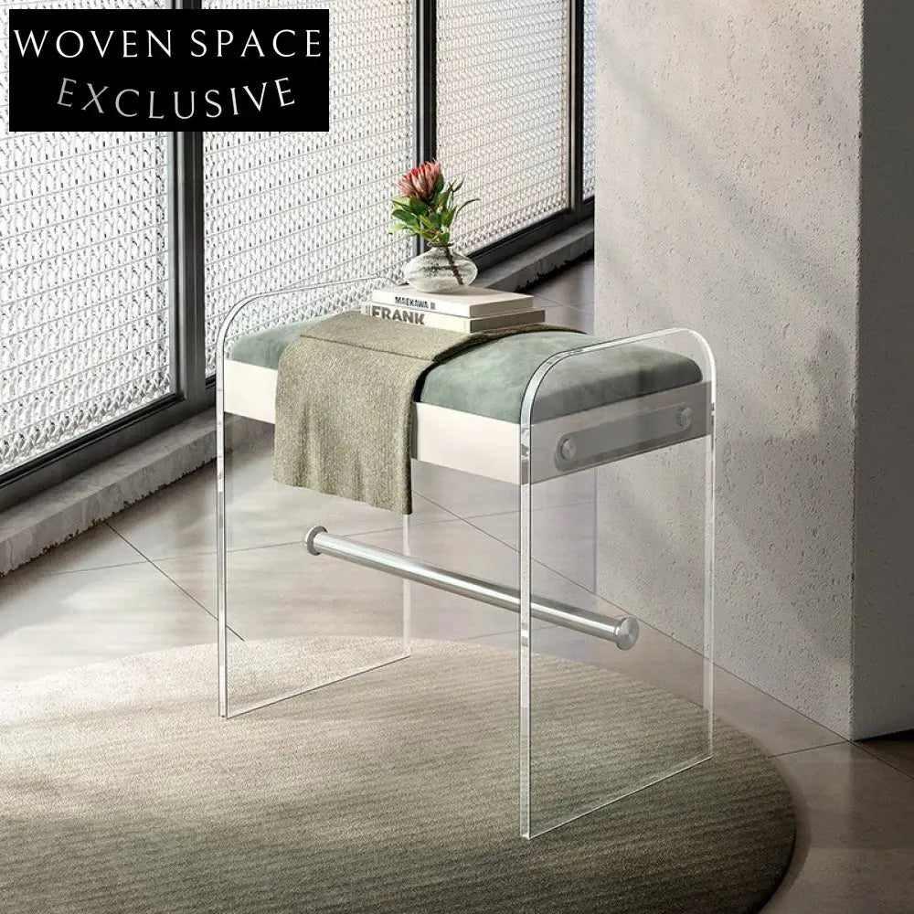 Clear Acrylic Velvet Dressing Stool Modern Vanity Chair Kids Leisure Seat