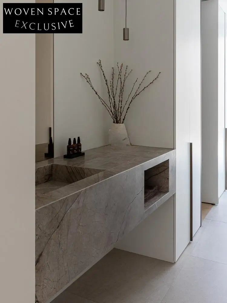 Clementine Castle Gray Marble Wall-Mounted Sink