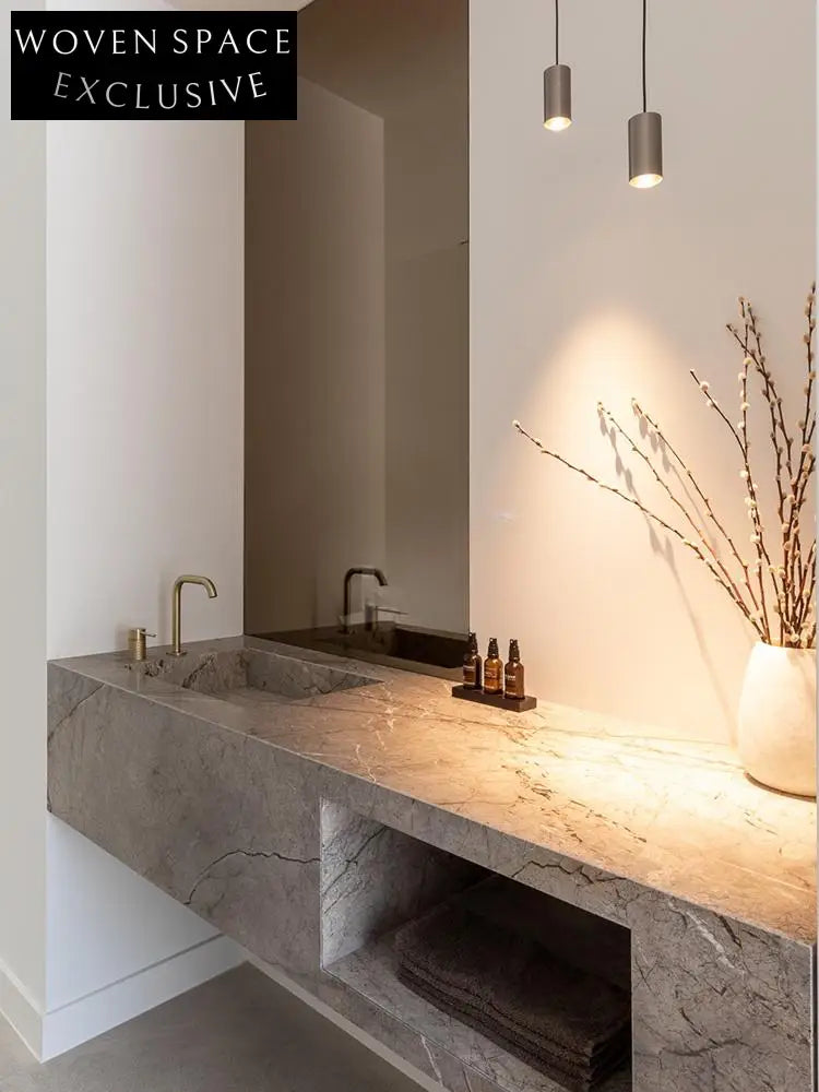 Clementine Castle Gray Marble Wall-Mounted Sink