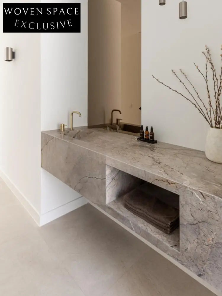 Clementine Castle Gray Marble Wall-Mounted Sink