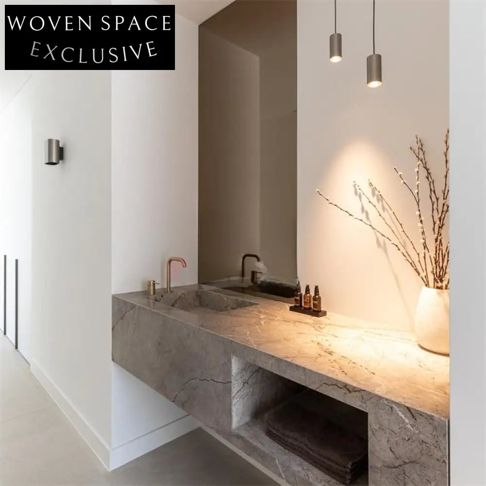 Clementine Castle Gray Marble Wall-Mounted Sink