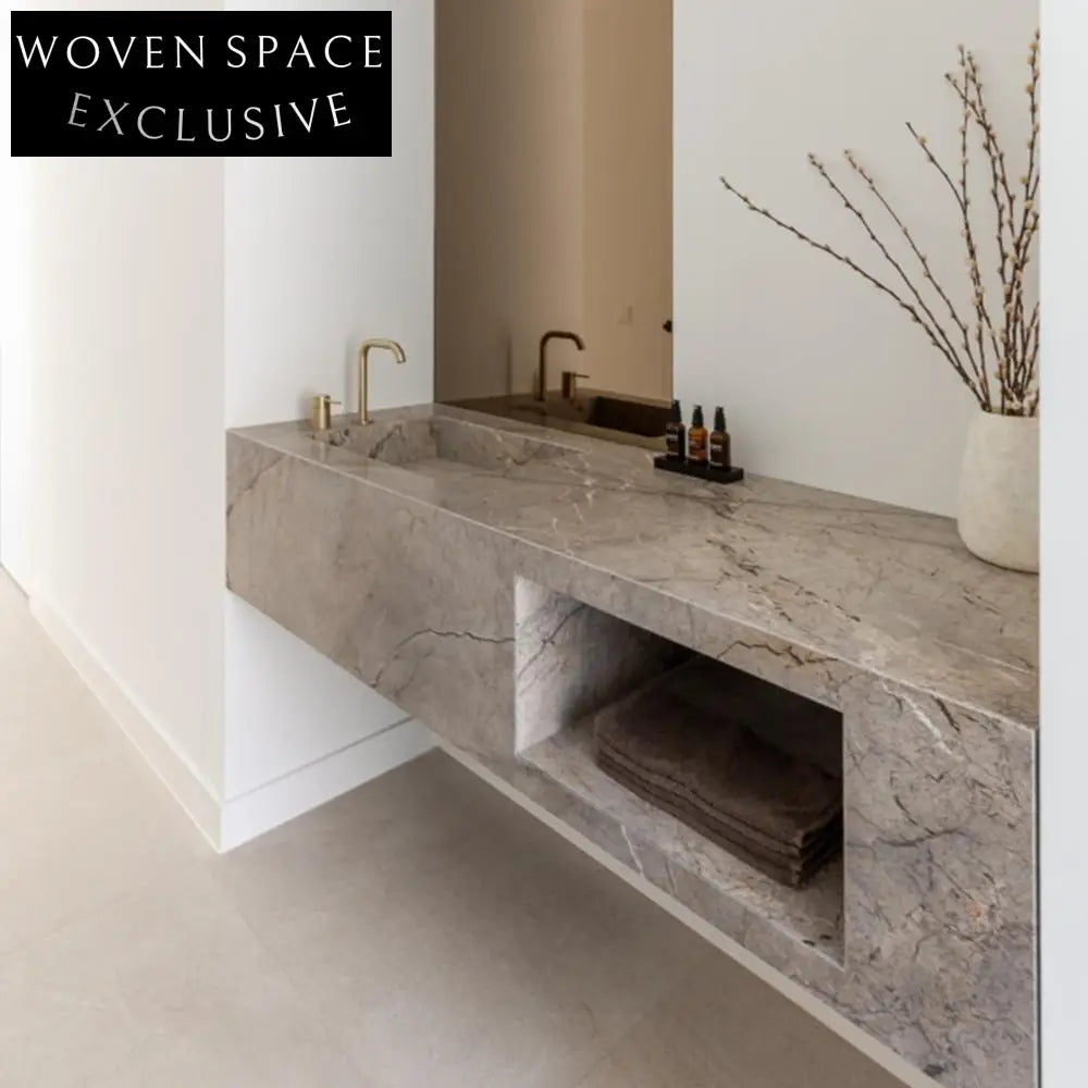 Clementine Castle Gray Marble Wall-Mounted Sink