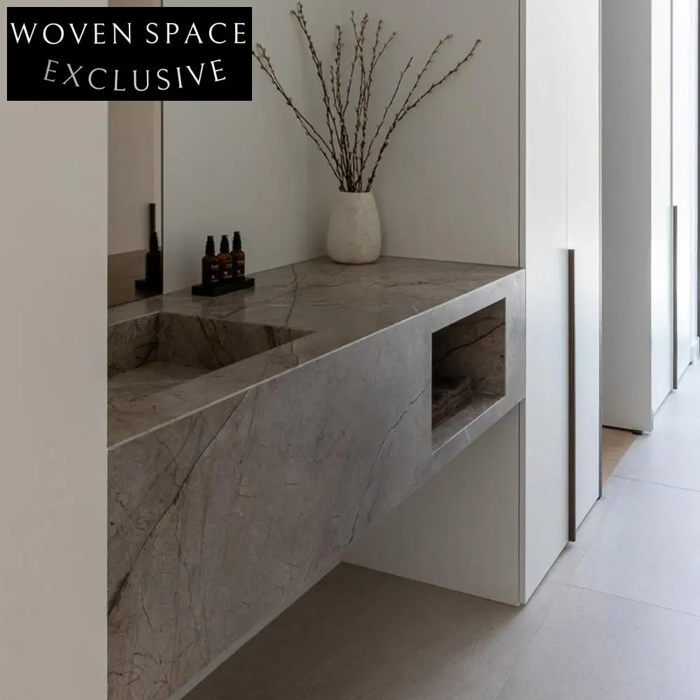 Clementine Castle Gray Marble Wall-Mounted Sink