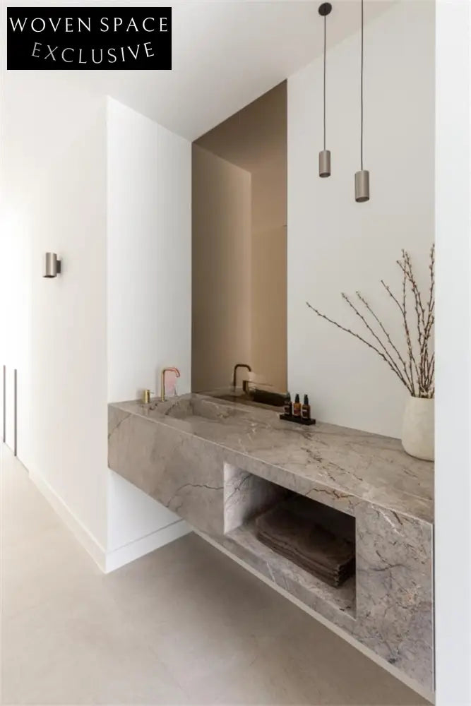 Clementine Castle Gray Marble Wall-Mounted Sink
