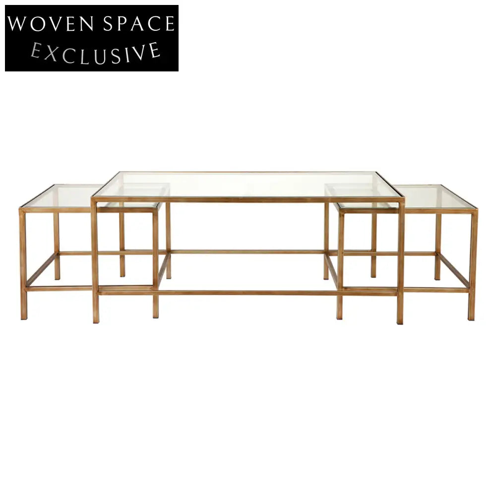 Cocktail Glass Nesting Coffee Table - Antique Gold Coffee Table